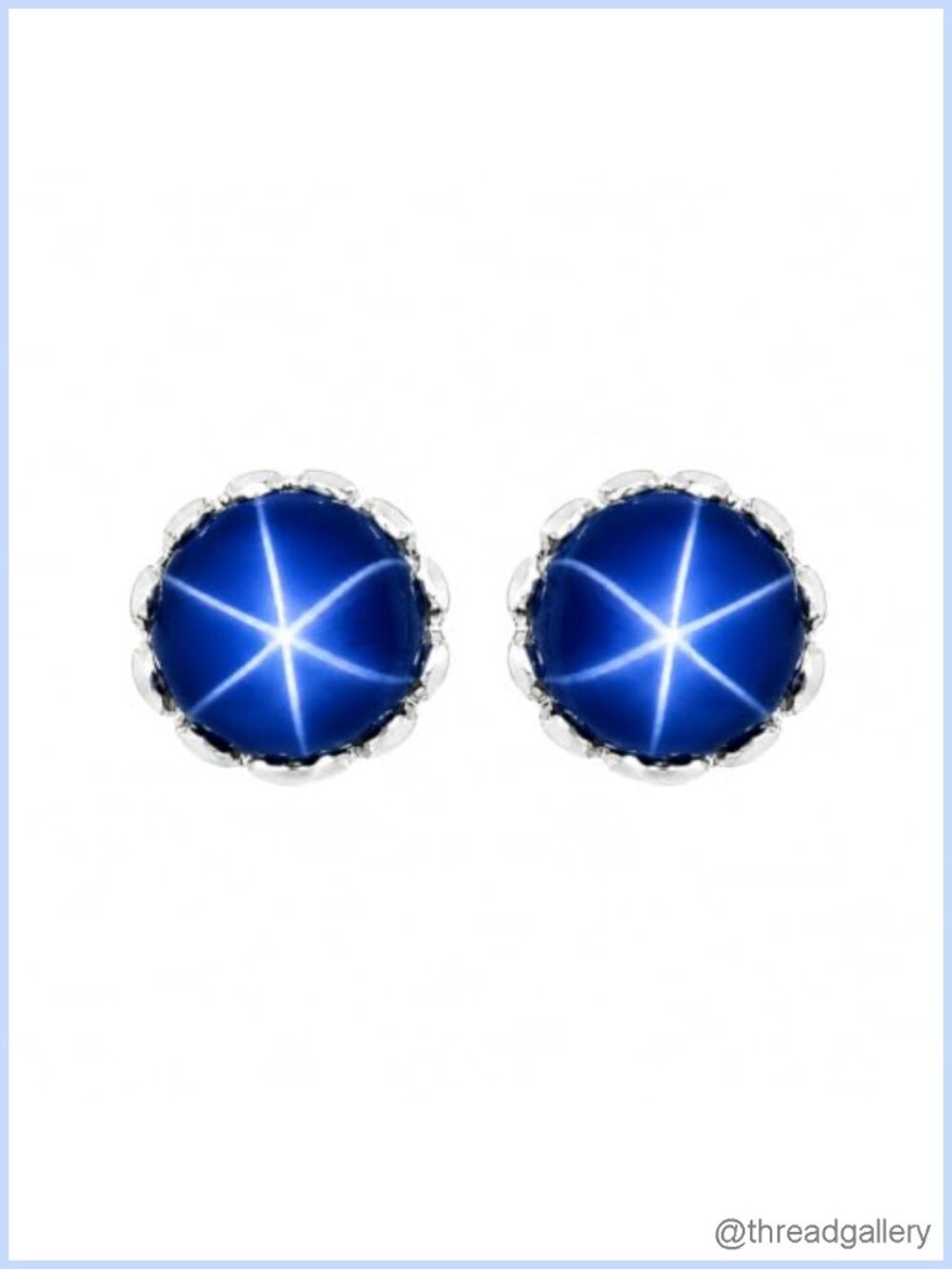 2 Ct Star Sapphire Cabochon Stud Earrings 925 Sterling Silver Prong Set